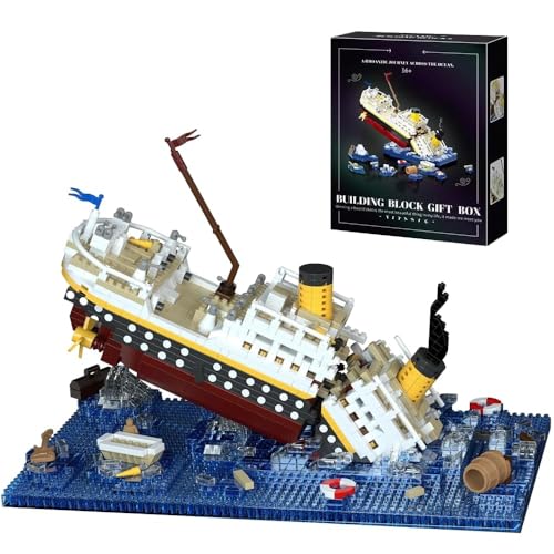 Titanic Model Building Blocks Kit 2308 Pieces Cruise Sank Titanic Break in Half Building Set Micro Mini Bricks Boat Toy Gift for Teens Adults Not Compatible With Creator Expert 10294