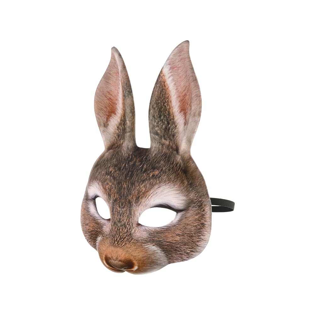 Qchomee 2Pcs Bunny Rabbit Mask Women Men Realistic Halloween Animal Mask Adult Cute Rabbit Ear Half Face Mask Cosplay Masquerade Easter Party Props Fancy Dress Up - Image 3