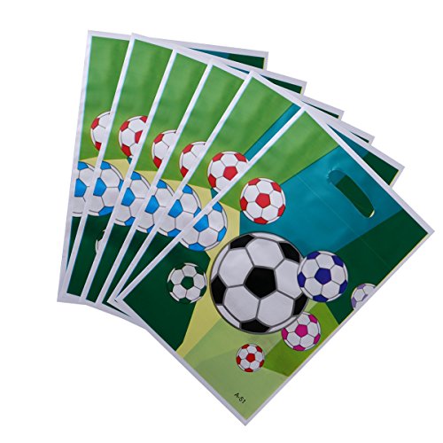 YeahiBaby 24 Pcs Sacs de Cadeau de Fête de Football | Sacs de Bonbons de Papier de PE de Football, faveur de Fête D'anniversaire D'enfants Cover