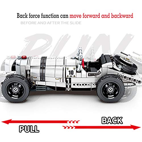 MAJOZ0 Technic Auto Bauspiel – Retro klassische Autos zum Ziehen – 492 Teile Bausteine kompatibel mit Lego Technic – Bild 5
