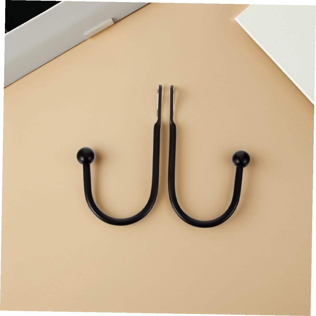 4pcs Black Metal U-Shaped Curtain Tiebacks Curtain Holdbacks Wall Mounted Drapery Hooks for Home Window Treatment Side Holders