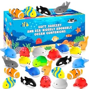 36 PCS Sea Animal Squishy Toys for Kids, Ocean Theme Mochi Squishies Under The Sea Party Favors for Kids