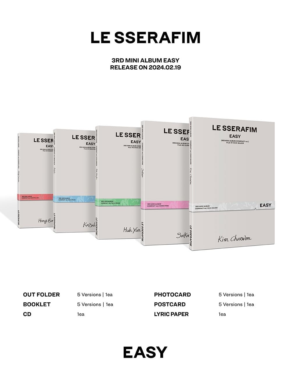 Amazon.com: Generic LE SSERAFIM 3rd Mini Album EASY Compact