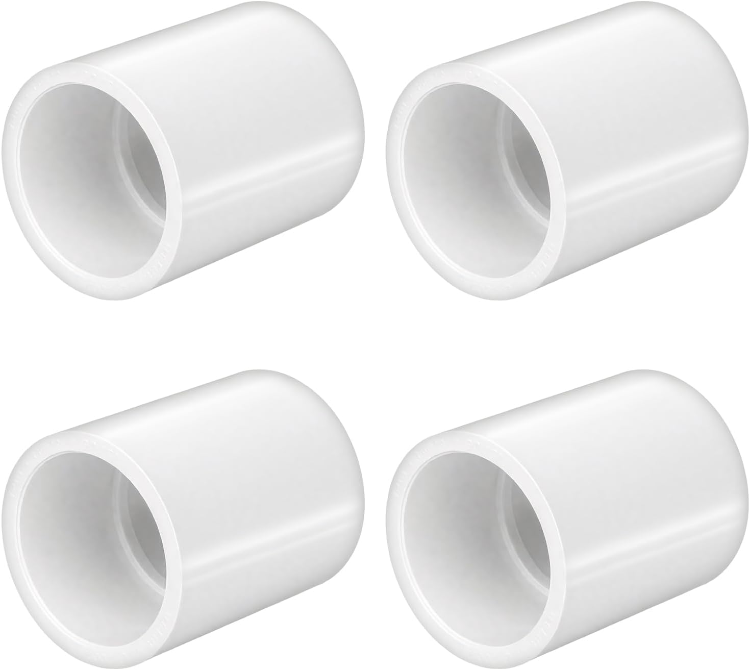 LESSO 4Pack 3/4 Inch PVC Pipe Coupling Adapter Pipe Fittings (S x S) Contractor Pack Schedule 40 Heavy Duty 3/4 Inch PVC Slip Socket Connectors for DIY Shelf Garden Support Structure, White