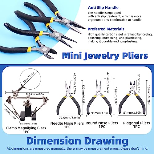 Glarks 1489Pcs Jewelry Making Kit - Supplies with Pliers, Wires, Findings for Making and Repair, Clear, 1480pcs - Image 3
