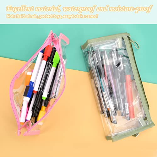 3 Pièces Trousses à Crayons Transparent PVC Sac de Rangement étanche avec Fermeture Éclair Étui à Crayons Clair étanche et élégant de Grande capacité pour étudiants Enseignants Enfants Adultes