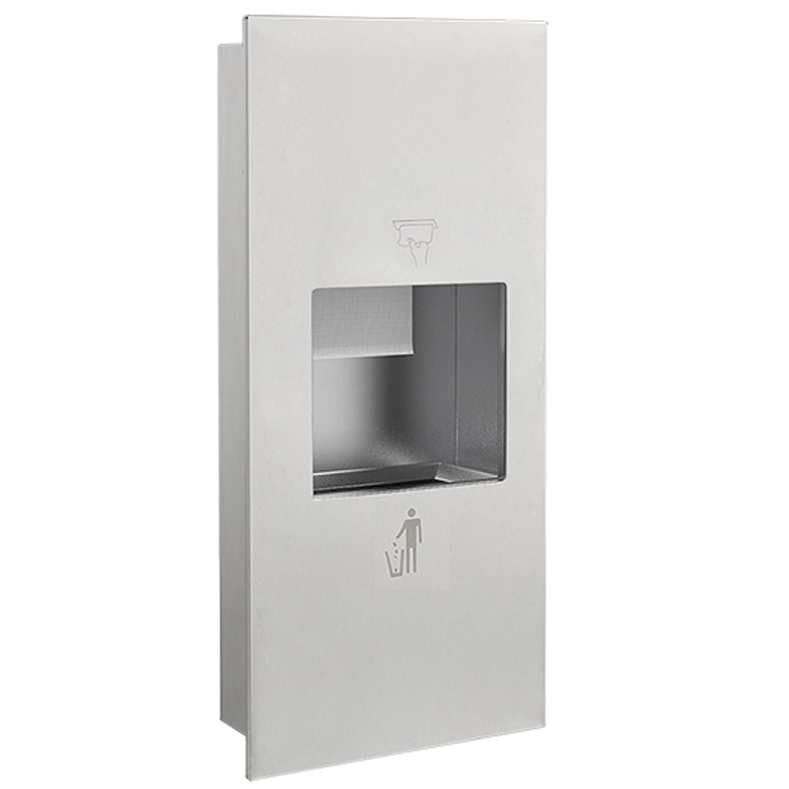 Dispensador Papel Secamanos Empotrado en Acero Inoxidable 304 con Cubo Basura, Dispensador de Papel de Manos, Cubo Basura Cocina, Ideal para Baños Alto Tránsito(Silver,750x310x150mm)