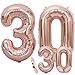 Produktbild Luftballons Zahl 30 Geburtstag XXL Rose Gold - Riesen Folienballon in 2 Größen 40" & 16" | Set XXL 100cm + Mini 40cm Version Geburtstagsdeko | Insgesamt Vier Zahlen | Ideal zum 30. als Deko
