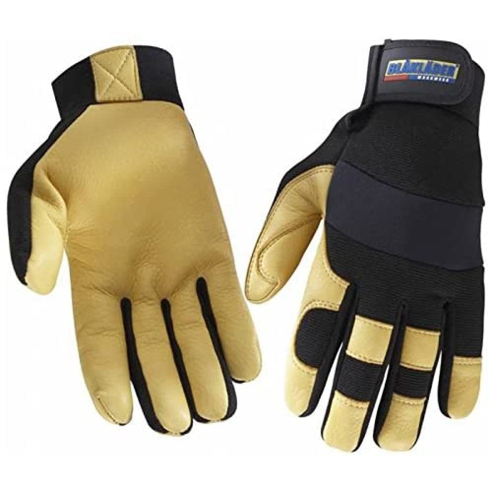 Blaklader 22393923 MIT ARBEITSHANDSCHUHEN GEFÜTTERTES LEDER, Schwarz/Gelb, grootte 10