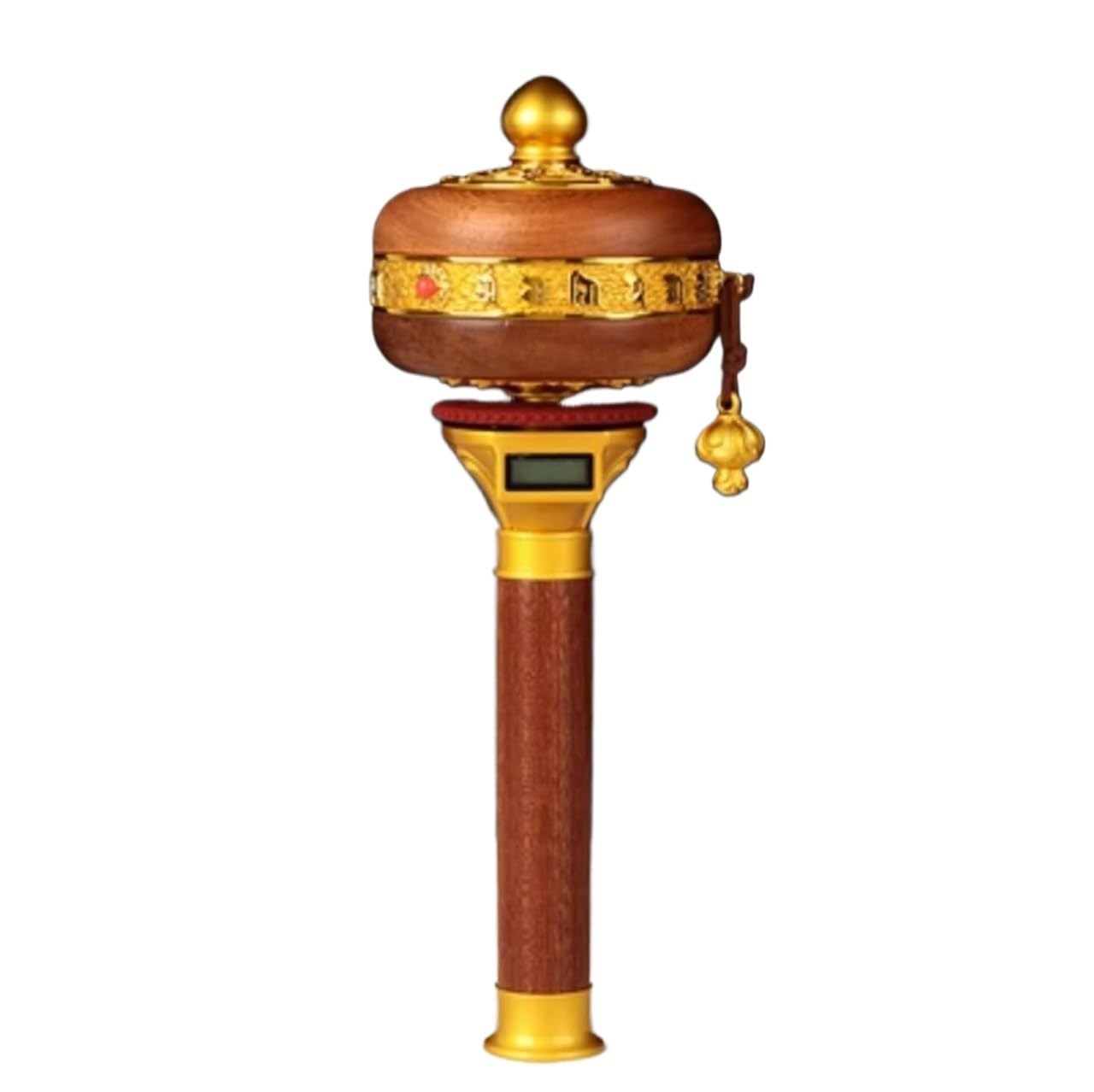 VHcgCGJ Prayer wheel, Wheel Alloy And Wood Hand Held Tibetan Buddhist Prayer Six Words Mantra Multicolor(Gold)