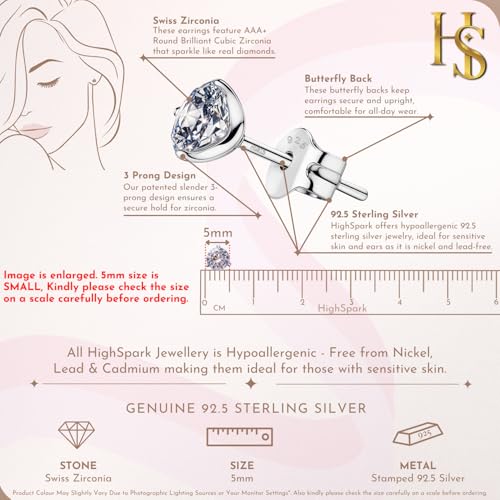 Image of HIGHSPARK 925 Silver inchSparkling Martini inch Solitaire Earrings | 92.5 Sterling Silver and Diamond like Brilliance Sparkling Zirconia | Lovely Gift