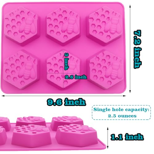 Image of Sakolla 2 Pack Honeycomb Silicone Soap Molds, 6 Cavity Hexagon Bee Silicone Molds for Soap, Lotion Bars, Wax Melts, Beeswax (Purple)