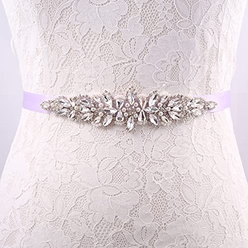 Wedding Sash Bridal Belts With Rhinestones And Pearls Simple Satin Ribbon Sash for Bride Dress3