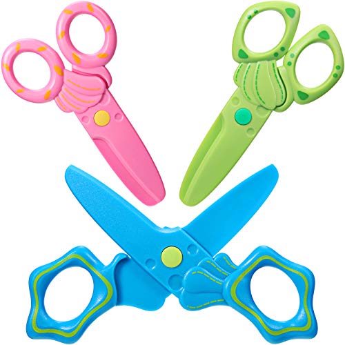 3 Pieces Plastic Toddler Safety Scissors Art Craft Kids Scissors Jellyfish Designs Preschool Scissors for Paper Clay Cutting