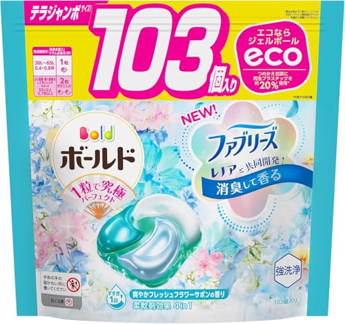 ボールド 洗濯洗剤 ジェルボール4D フレッシュフラワーサボン 詰め替え 103個 [大容量]のサムネイル
