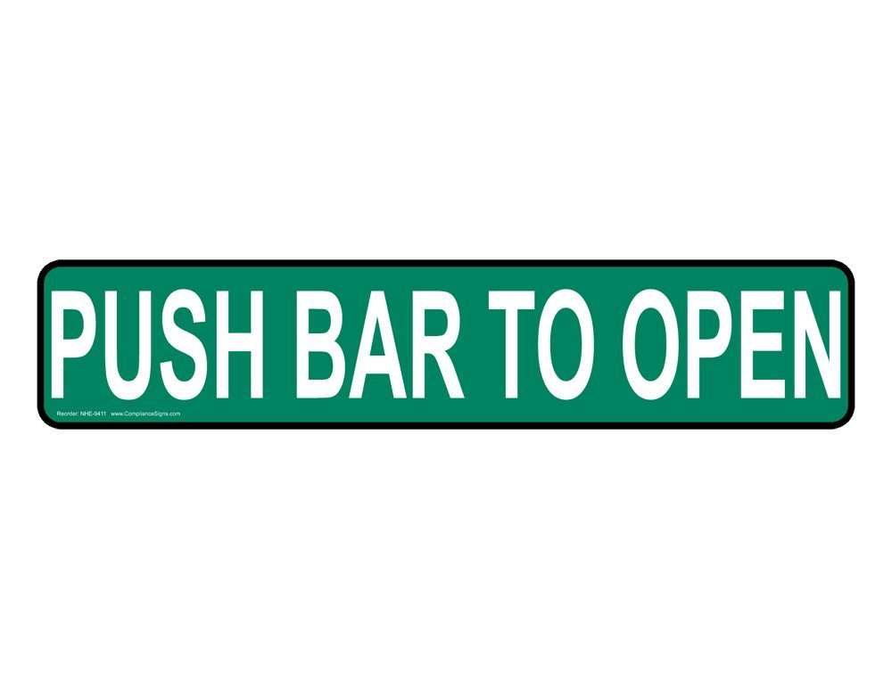ComplianceSigns.com Push Bar to Open Label Decal, 12x3 inch 4-Pack Vinyl for Enter/Exit