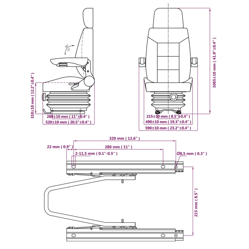 Asiento de tractor con suspensión para tractor, asiento universal, para maquinaria agrícola, tractor, tractor, tractor, tractor, excavadora