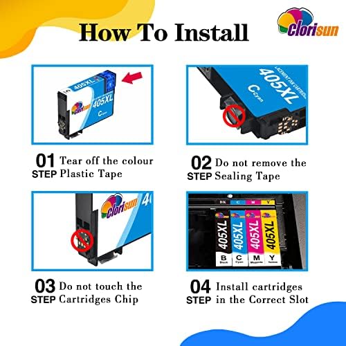 Clorisun 405XL Ink Cartridges for Epson 405XL 405 XL Ink for Epson Workforce Pro WF-7830DTWF WF-4820DWF WF-3820 WF-7840DTWF WF-4830DTWF WF-4820DWF WF-3825DWF WF-4825DWF WF-7835DTWF Printer(4 Pack)