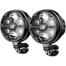 Loboo 2PCS LED Driving Light for Motorcycle, Motorcycle High And Low Beam Auxiliary Lights, Suitable For 22mm, 25mm, And 28mm Pipe Diameters, 12-15V, 50W-210W, 21000 Lumens