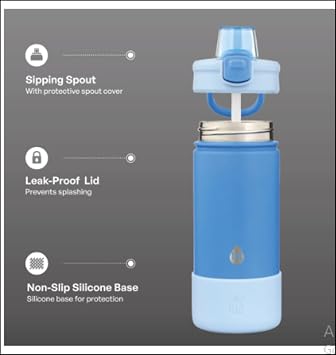 Push Stainless Steel Water Bottle, 1 Piece - Blue