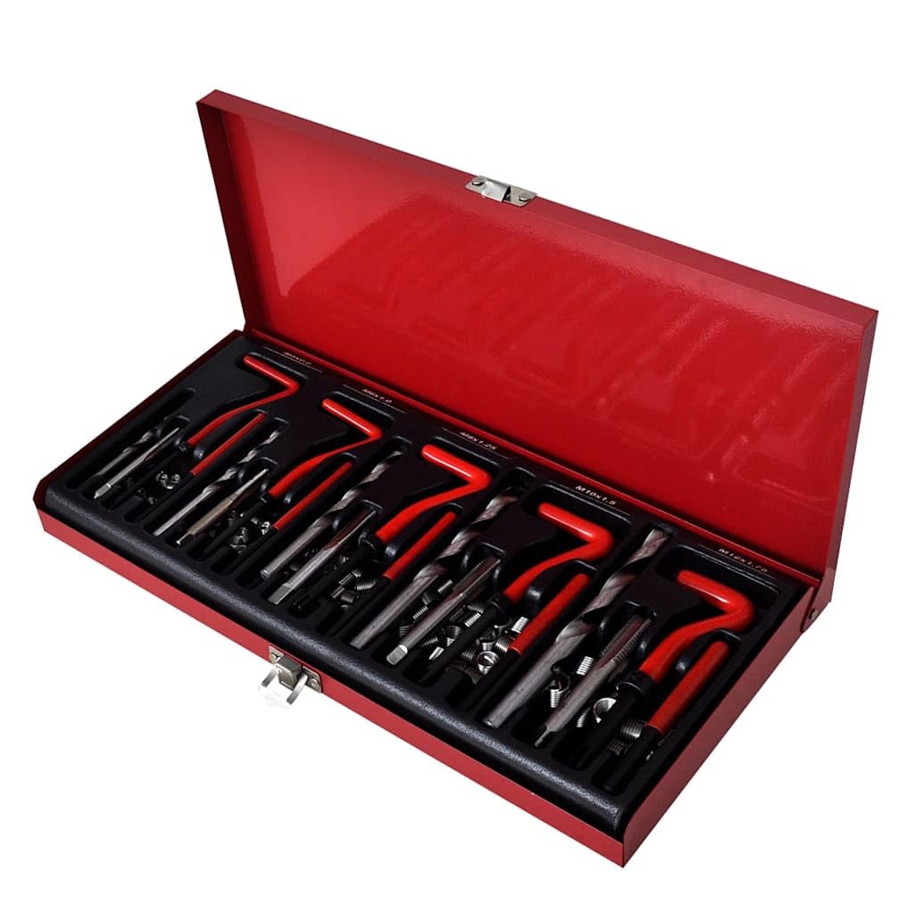 Kit di riparazione filettata con 131 pezzi HSS maschio, punte e inserti in valigetta per filettature interne danneggiate set di riparazione
