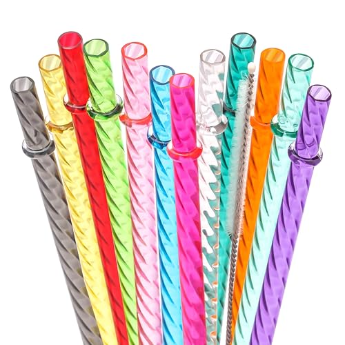 Dakoufish Lot de 12 pailles de rechange réutilisables en plastique transparent de 33 cm de long pour bocaux/gobelets de 950 ml, 1200 ml et 2835 ml avec brosse...