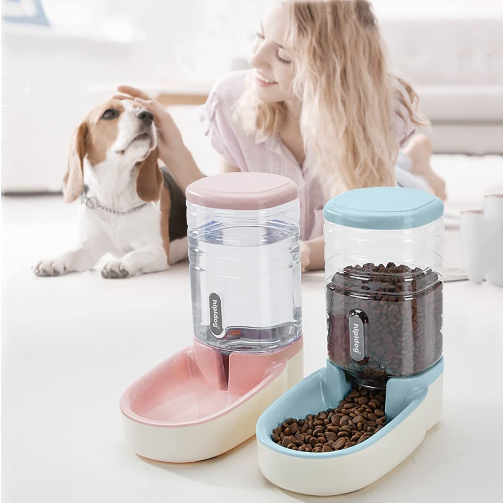 3.5L x 2 Piezas Dispensador Comida y Agua de Perros, Comedero Automático, Dispensadores de Pienso para Mascotas,Pink