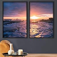 2 Piece Framed Canvas Wall Art Sunset Canvas Prints Home Artwork Decoration for Living Room,Bedroom - 16