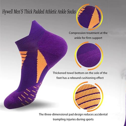 FETNHU Hywell Men's Thick Padded Athletic Ankle Socks 5 Pairs, Hywellstore Men's Thick Padded Athletic Ankle Socks3