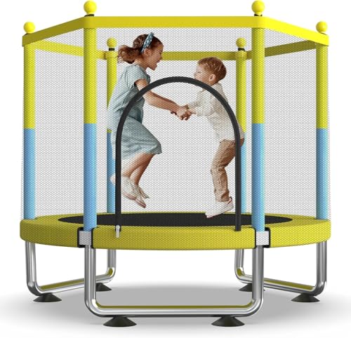 60-Zoll-Trampolin für Kinder ab 3 bis 8 Jahren, für Innen- und Außeneinsatz mit Sicherheitsnetz - Trampolin für Kleinkinder und Babys - Geschenke für Jungen und Mädchen