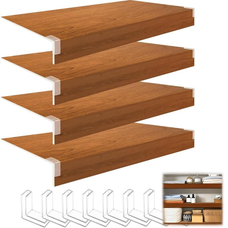 Protections d'étagères en fil de bois orange - Lot de 4 - Organisation garde-manger et placard, 51 cm x 107 cm - Protections d'étagères en fil de bois résistant pour solutions de rangement à