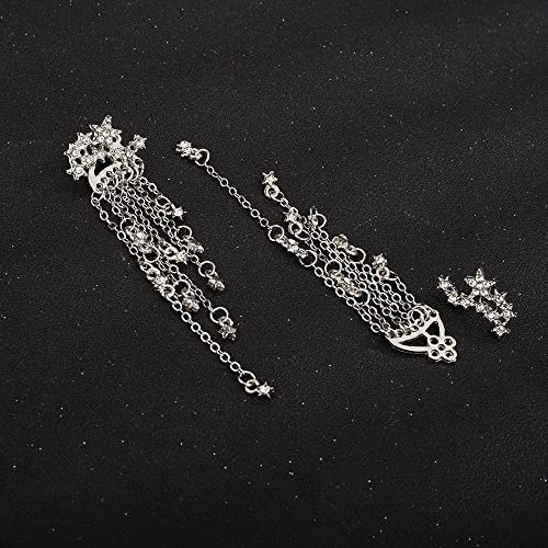 Denifery Shining Stars Tassel Earrings Hanging Exquisite Earrings,For Women And Girls (Silver) #TOP4