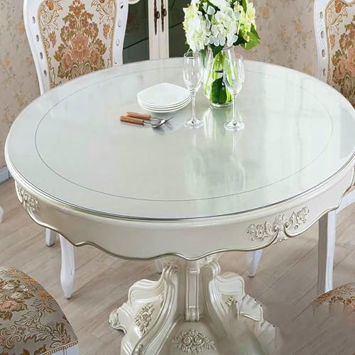 Protège-table rond transparent 130 cm en plastique imperméable 2 mm - 5