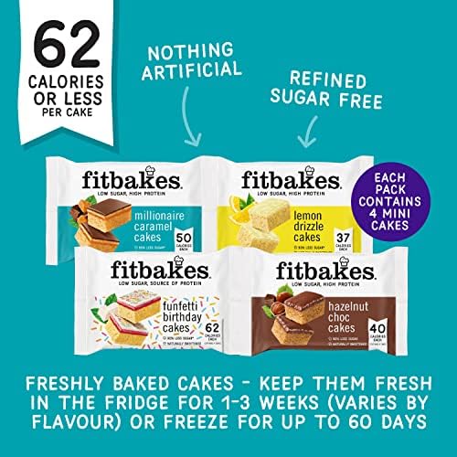 Fitbakes Low Sugar High Protein Cakes & Bars, Selection of 8, Healthy Snacks for Weight Loss Diet, Protein Snacks Keto Snacks, Low Carb Snacks Diabetic Cakes, Diabetic Food, Diabetic Treats, Fit Bake