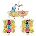 Pawaboo Vogelspielzeug, 3 Pack Schaukel Kauen Zubehör mit Glocken Wellensittich Spielzeug Papageien Hängematten für kleine Vögel Sittiche Nymphensittiche Lovebirds Kolibris Finken