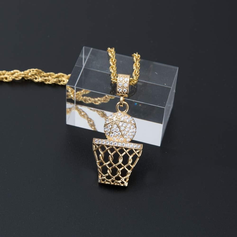 Fashion Boys Basketball Pendant Necklace Stainless Steel Necklace Chain Sports Necklace 23 Inches: Clothing
