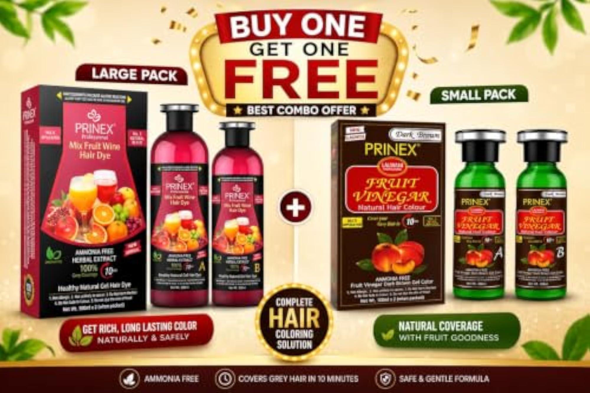 Fruit Vinegar Natural Black Hair Color Gel, Combo Pack, Gift for Her