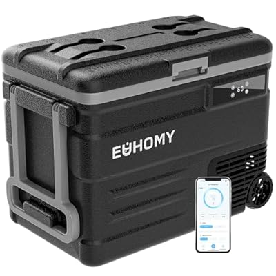 EUHOMY 12 Volt Refrigerator, 59QT(55L) 12V Fridge APP Control, Electric Cooler 12/24V DC 110-240V AC, Car Refrigerator 0?~68?, 12 Volt Cooler for Camping, Trip, Truck, Boating, Outdoor