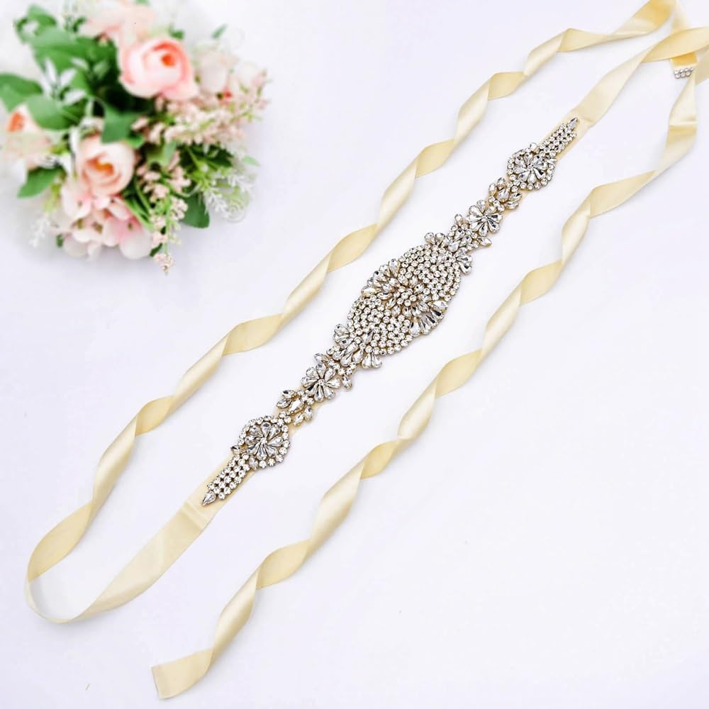 Wvapzxx Strass Bruids Riem Handgemaakte Kralen Riemen Voor Formele Jurk Lint Sash Riem Voor Bruiloft Vrouwen Riem Tailleband, Slive Grijs, Eén maat