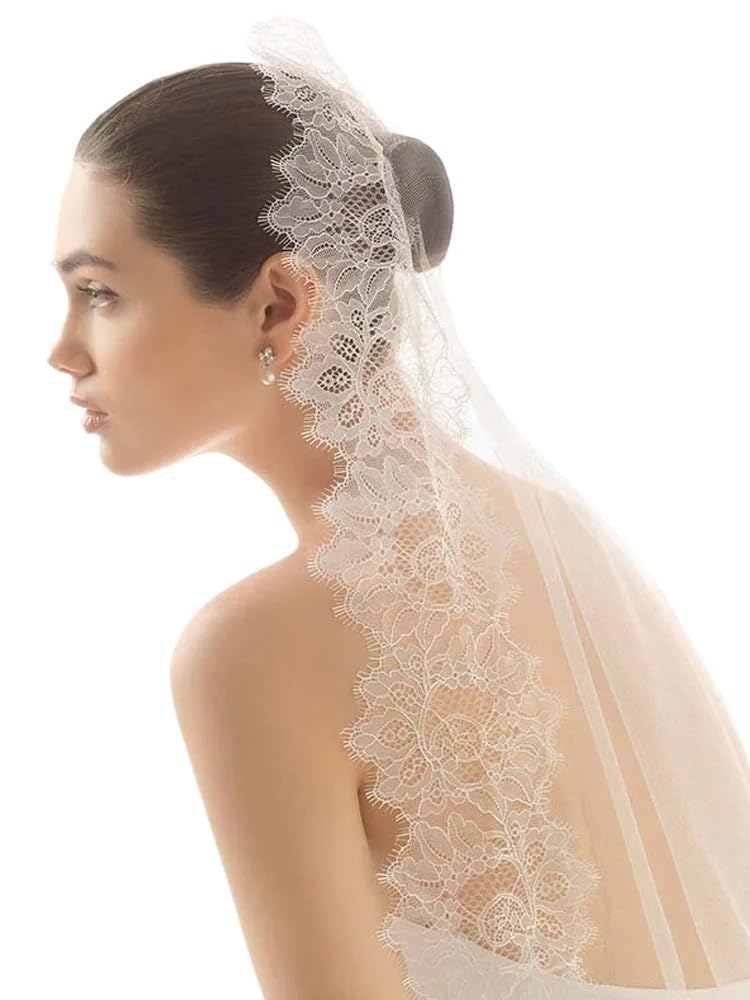 Schleier Braut,Brautschleier Weiß Romantische Spitze Braut Schleier Hochzeit Zubehör Mariage Veils(400cm)