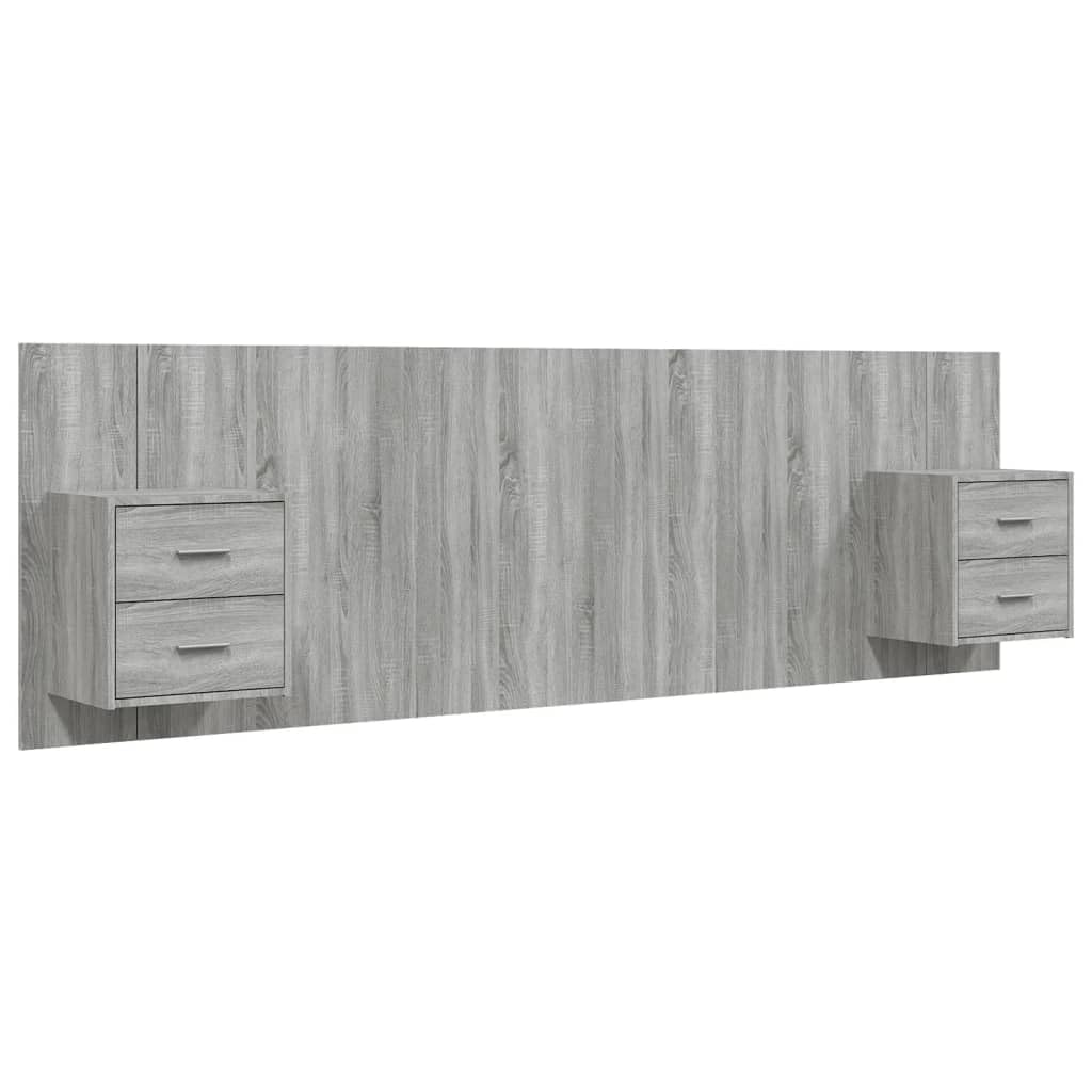 vidaXL Tête de Lit avec Armoires Accessoire de Lit Tête de Lit Murale Flottante Meuble de Chambre à Coucher Sonoma Gris Bois d'Ingénierie