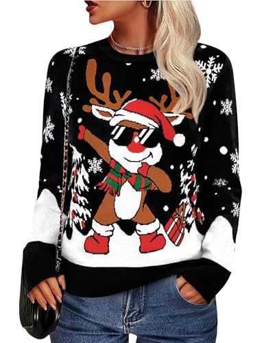Uniexcosm Weihnachtspullover Damen Ugly Strickpulli Pullover Warm...