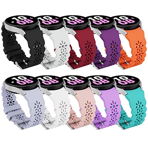 10 Pack Lace Bands Compatible with SAMSUNG Galaxy Watch 5/ Watch 4 Band, Adjustable Silicone Watch Bands Replacement Strap for Galaxy Watch 5 40mm 44mm/ Watch 5 Pro 45mm/ Watch 4 40mm 44mm/ Watch 4 Classic 42mm 46mm Girl Women