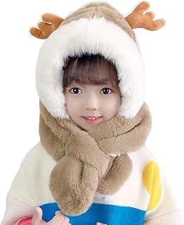 CHACKO Kids Beanie Winter Knit Hat Christmas Skull Cap Scarf Neck Warm Deer Ear Antler Fleece Plush Boy Girl 2 Year to 8 Year