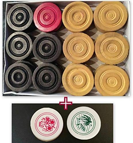 Carrom Coins and Striker made of Acrylic with 2 piece Stiker