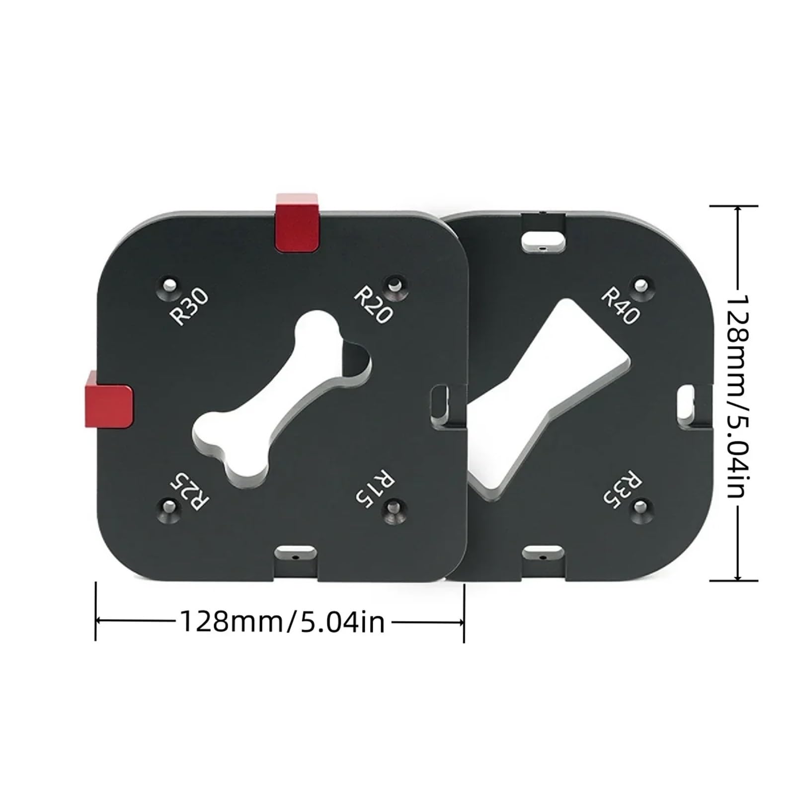4-in-1-Fräser-Eckradius-Schablone, Fräser-Radius-Schablone, Aluminium-Bogenwinkel-Schablonen für die Holzbearbeitung, Fräs-Eckschablone