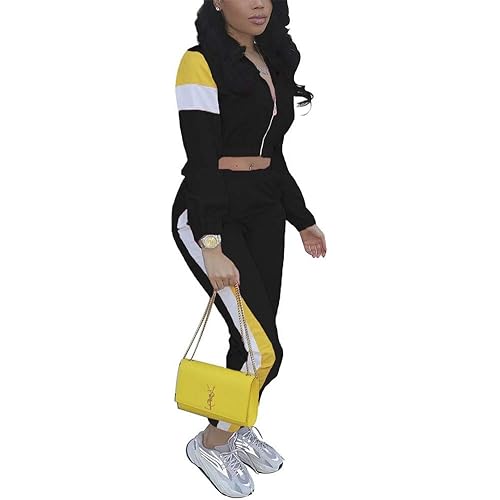 EOSIEDUR Women's Two Piece Outfits Zip Top Jacket and Elastic Waistband Pant Women Sweatsuit Tracksuit Sets