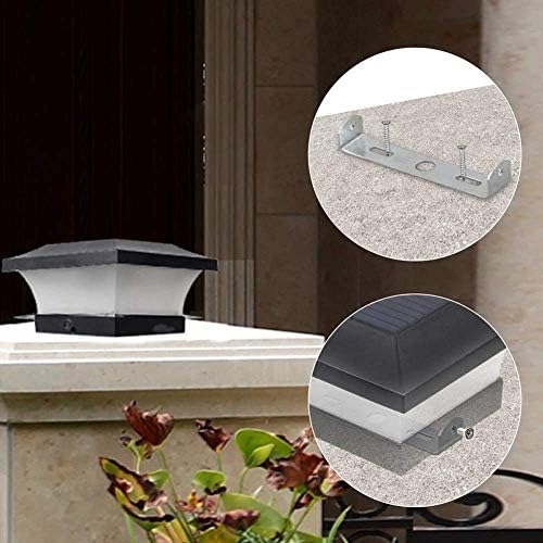 4 pcs Solar LED Post Lights Outdoor Garden IP65 Waterproof Square Black Landscape Post Cap Lamp for 4 x 4 Wooden Posts/Deck/Patio/Fence