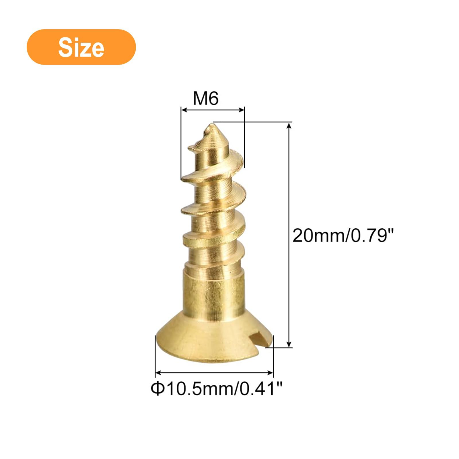 TA-VIGOR 20Pcs Self Tapping Screws, M6 Slotted Flat Head Screw, 20mm Round Head Slotted Tapping Screws - Image 2