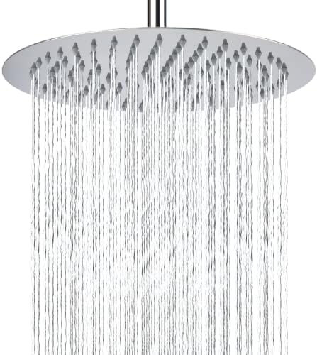 25cm Regenbrause, Markcco Kreisförmiger Hochdruck Duschkopf aus Edelstahl 304, komfortables Duscherlebnis auch bei niedrigem Wasserdruck, installierbar an der Wand oder Decke (25cm